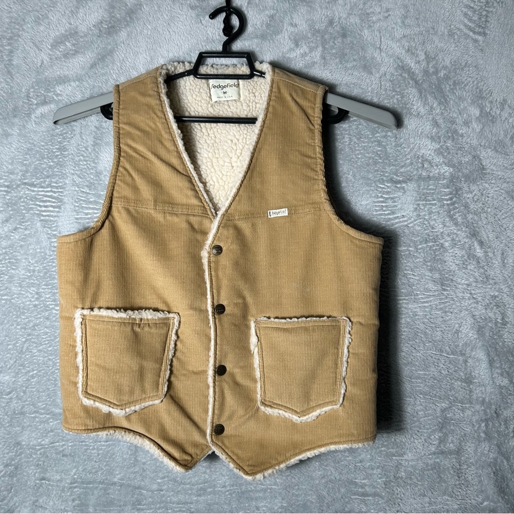 Vintage Sedgefield Corduroy Vest‎ Mens Medium Cowboy Sherpa Lined Snap Western